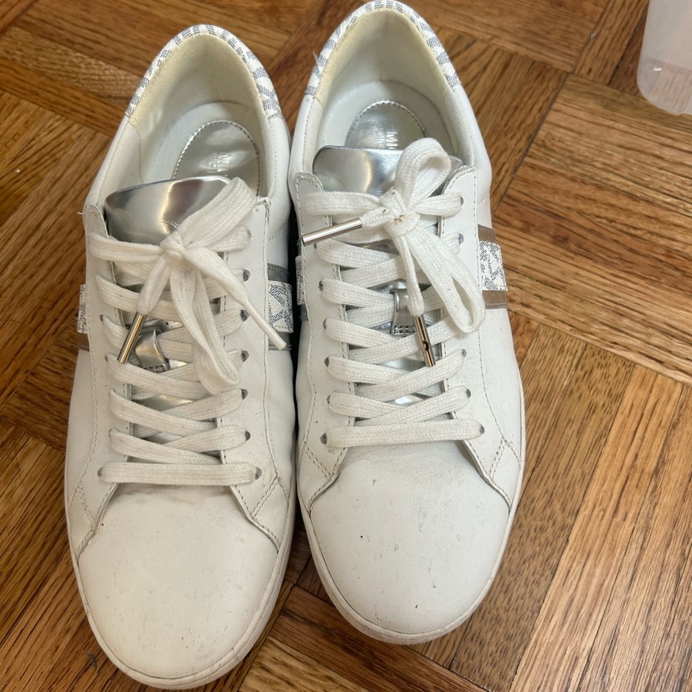 White michael kors leather sneakers